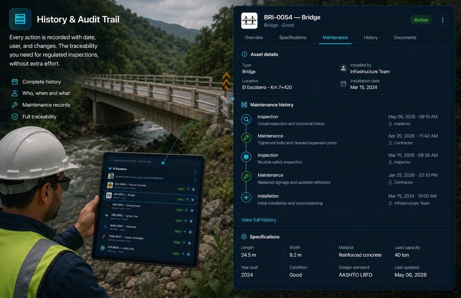 Asset history and audit trail with full traceability
